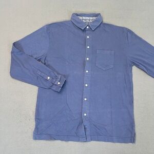 Johnnie-O Mens Long Sleeve Button Down Shirt Navy Blue 100% Cotton Small Surf